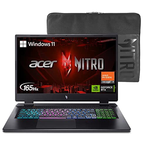 Imagen frontal de Acer Nitro 17 Gaming Laptop | AMD Ryzen 7 7735HS Octa-Core CPU | NVIDIA GeForce RTX 4050 Laptop GPU | 17.3" FHD 165Hz IPS Display | 16GB DDR5 | 1TB Gen 4 SSD | Wi-Fi 6E | RGB Backlit KB | AN17-41-R8N5