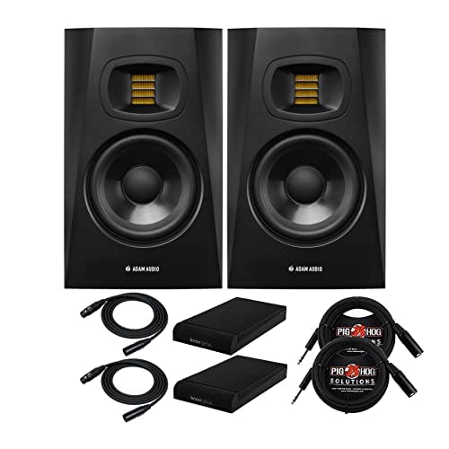 Compara precios Adam Audio T8V Monitor de estudio alimentado de 8 pulgadas (paquete de 2) paquete con almohadillas para orejas de aislamiento (paquete de 2), cables XLR y TRS (7 artículos)
