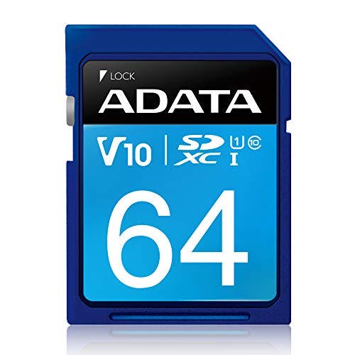 Imagen frontal de ADATA 64 GB Tarjeta de Memoria Micro SDXC Color Azul con Negro (Clase 10)