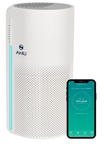 Compara precios AIR4U Purificador de Aire Inteligente para Casa, con filtro de Aire HEPA incluido. Purifica el 99.9% de las bacterias, virus, alérgenos, malos olores y contaminación. Funciona con Alexa y Google.
