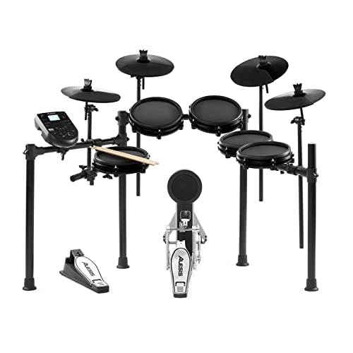 Imagen frontal de Alesis Nitro Mesh Kit Bundle - Batería eléctrica de 8 piezas de malla + 2 parches adicionales, con 385 sonidos de percusión electrónicos y armazón de aluminio sólido