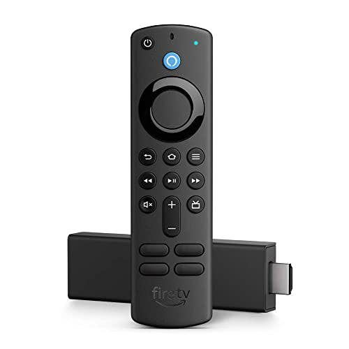 Imagen frontal de Amazon Fire TV Stick 4K con control remoto por voz Alexa (incluye control de TV) y Dolby Vision