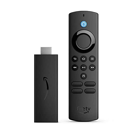 Imagen frontal de Amazon Fire TV Stick Lite con la más reciente generación control remoto por voz Alexa | Lite (no controla la televisión), dispositivo de streaming en HD