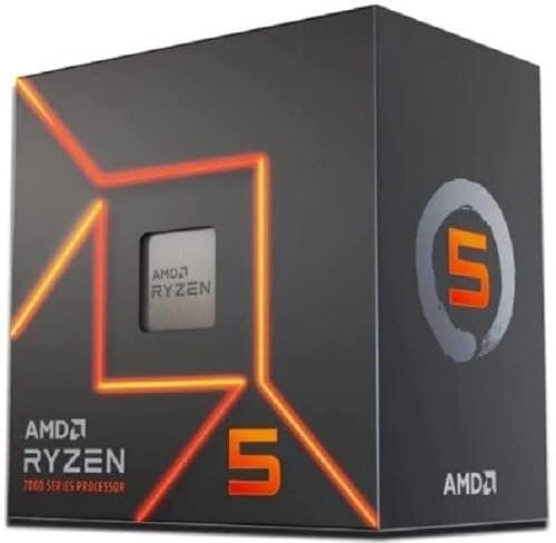 Imagen frontal de AMD Ryzen 5 7600 Procesador, 6C / 12T, hasta 5.1 GHz Max Boost con Wraith Stealth Cooler