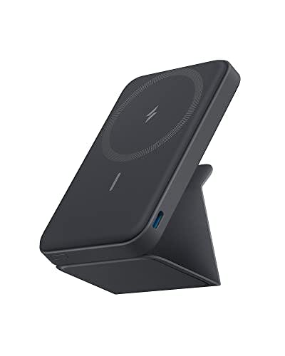 Imagen frontal de Anker 622 Magnetic Battery (MagGo) Upgraded Version, 5,000mAh Foldable Magnetic Wireless Portable Charger and USB-C (On The Side), Only for iPhone 14/13/12 Series (Interstellar Gray), A1614