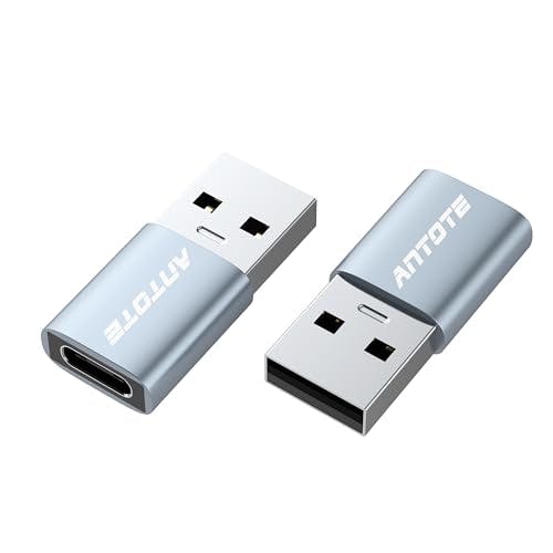 Imagen frontal de ANTOTE Adaptador USB C a USB(2 Piezas),Adaptador USB C,Compatible con computadoras portátiles, Fuentes de alimentación móviles, Cargadores y más Dispositivos con Puertos USB estándar