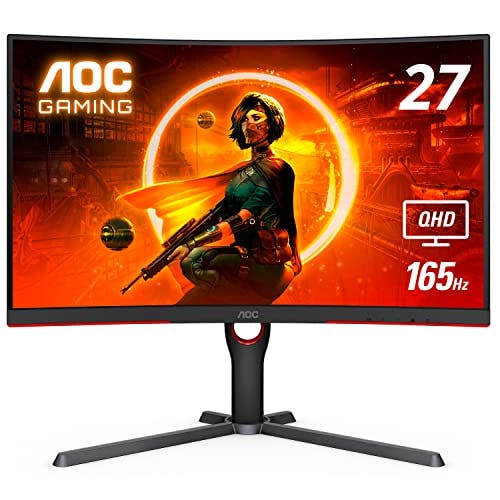 Compara precios AOC Gaming CQ27G3S Monitor Curvado sin Marco, QHD 2K 2560x1440, 1000R VA, 165Hz 1ms, FreeSync Premium, Negro