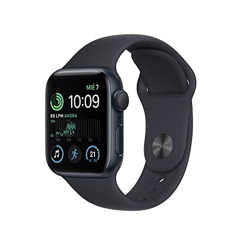 Imagen frontal de Apple Watch SE (2da Generación) (GPS + Cellular, 40mm) - Caja de Aluminio Color Medianoche con Correa Deportiva Color Medianoche, Estándar (Reacondicionado)