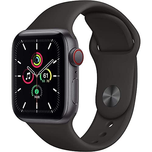 Imagen frontal de Apple Watch SE (GPS + Celular, 40 mm) - Caja de Aluminio Gris Espacial con Correa Deportiva Negra (Reacondicionado)