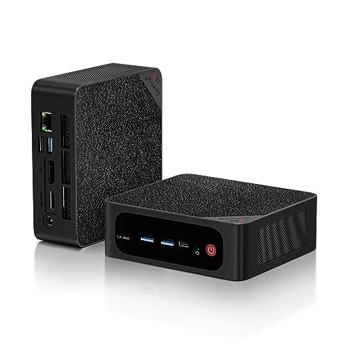 Imagen frontal de Beelink Mini PC SER5, AMD Ryzen 7 5800H (hasta 4.4GHz) 6C/12T, Mini computadora 16GB DDR4 RAM 500GB NVMe SSD, Mini computadora de computadora 4K 60Hz Triple visualización 2*HDMI y USB-C WiFi6 BT5.2 WOL 57W HTPC