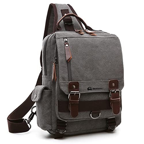 Compara precios Bluelander Mochila Cruzada, Pechera con Hebilla Magnética y Múltiples Bolsillos de Gran Capacidad, Material de Lona Impermeable y Duradero, Correa Acolchada y Ajustable, Estilo Vintage y Casual (Gris)