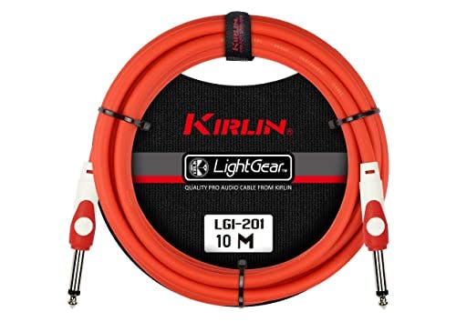 Imagen frontal de Cable para instrumento Kirlin profesional, 10 metros plug 1/4, LGI201 colores (Rojo)