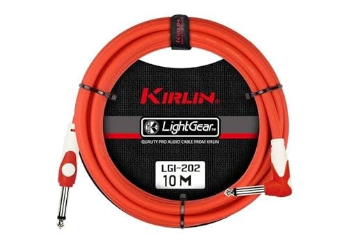 Imagen frontal de Cable para instrumento Kirlin profesional, 10 metros plug 1/4 escuadra, LGI202 colores (Rojo)