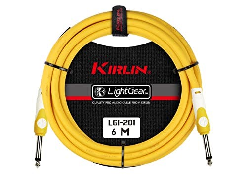 Imagen frontal de Cable para instrumento Kirlin profesional, 6 metros plug 1/4, LGI201 colores (Amarillo)