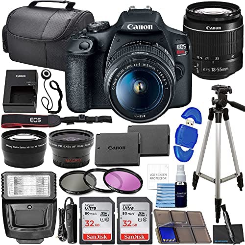 Compara precios Canon EOS Rebel T7 - Cámara réflex digital con Canon EF-S 18-55 mm f/3.5-5.6 is II Lens + 2 tarjetas de memoria de 32 GB + filtros + kit de accesorios preferidos