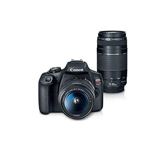 Imagen frontal de Canon EOS Rebel T7 Kit con Lentes EF-S 18-55mm y EF 75-300mm