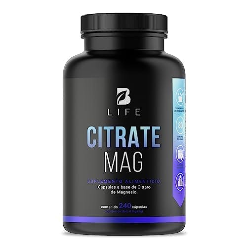 Compara precios Citrato de Magnesio Puro 2400 mg por porción de 240 caps. Alta absorción. Ingredientes Naturales. Citrate Mag B Life.