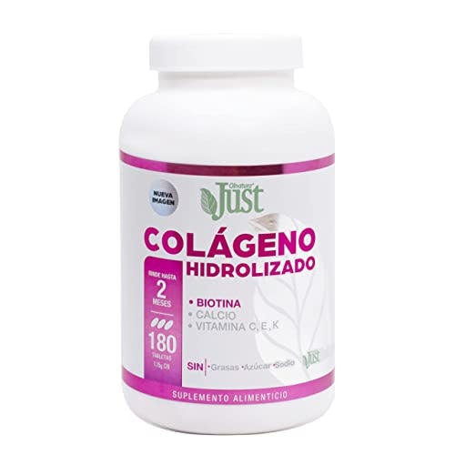 Compara precios Colágeno Hidrolizado Premium JustCollagen 180 Tabletas con Biotina, Calcio, Vitamina C, Vitamina E y Vitamina K.