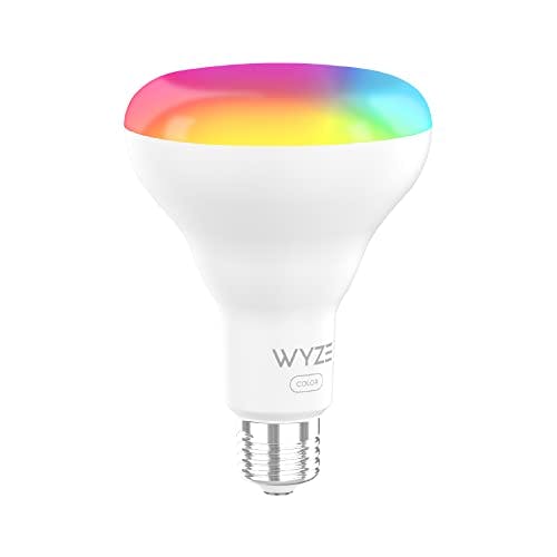 Imagen frontal de Color de bombilla Wyze, BR30 Wi-Fi Smart Bulb, E26 Base, 75W equivalente 950 lúmenes, 16 millones de colores y blanco sintonizable, compatible con Alexa y Asistente de Google, no se requiere un