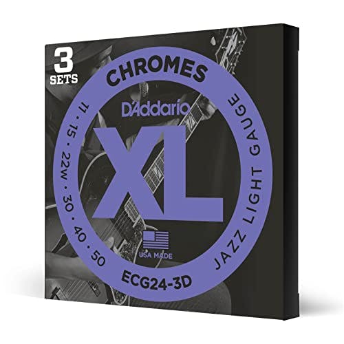 Compara precios D'Addario ECG24-3D Chromes Flat Wound Electric Guitar Strings, Jazz Light, 11-50, 3 Sets