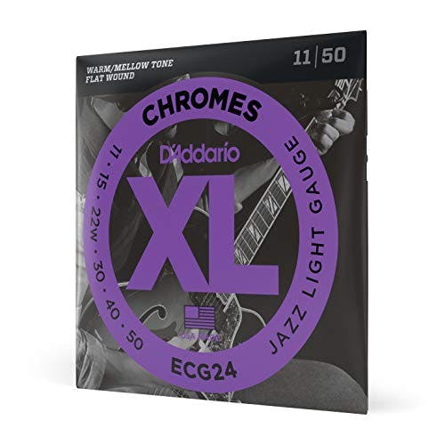 Compara precios D'Addario ECG24 XL Chromes Jazz Light (.011-.050) Electric Guitar Strings, Color Plateado