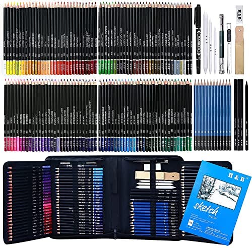 Compara precios DASKING 145PCS Lápices de Dibujo Kit, Sketch Kit, Lápiz de Colores y Juego de Becetos y Dibujo de Arte Kit, Completo de Artista, Suministros de Dibujo, Regalo Perfecto para Artistas, Adultos