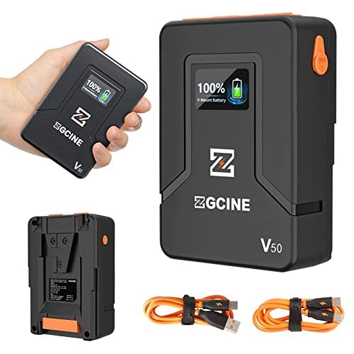 Imagen frontal de EACHSHOT Mini Micro V Mount Battery, ZGCINE ZG-V50 50Wh 14.8V 3400mAh VMount Battery Support PD USB-C Charger with D-Tap BP USB-C USB-A Output for BMPCC 4K 6K Pro, ZCAM, Canon EOS R5C, Sony FX3