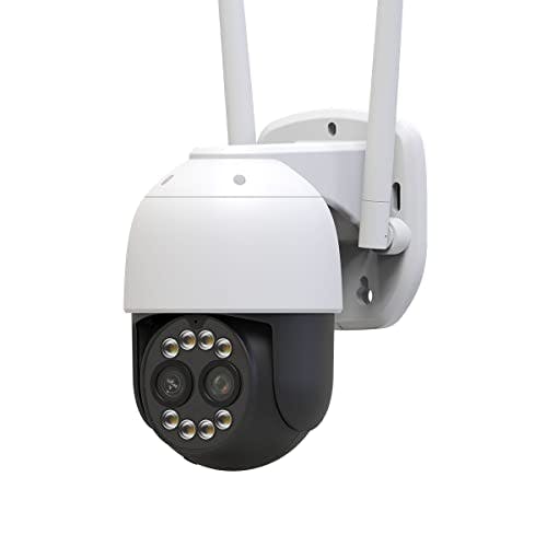 Imagen frontal de EASYTAO 9825G Cámara de Seguridad Exterior Wifi con Lentes Duales de 4MP*2, Tris Home/ICsee APP, Zoom Óptico 8X Seguimiento Automático Pan/Tilt Vista de 360°, PTZ Cámara Exterior con Visión Nocturna, Audio Bidireccional, Detección de Movimiento, Compatible con Alexa