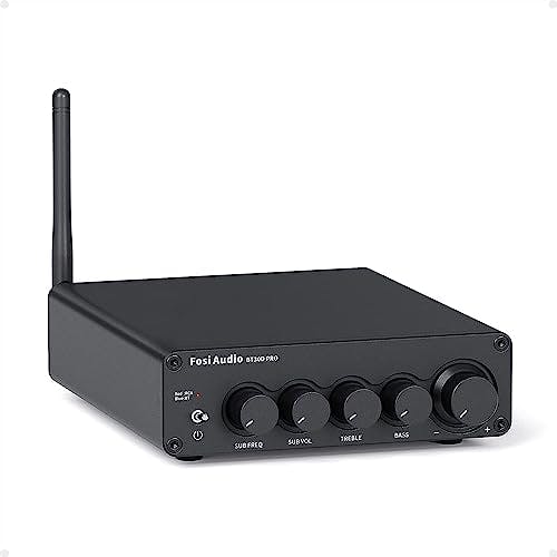 Imagen frontal de Fosi Audio BT30D Pro TPA3255 Hi-Fi Bluetooth 5.0 Receptor de audio estéreo Amplificador de 2.1 canales Mini Clase D Amplificador integrado 165 W x 2+350 W para el hogar al aire última intervensión estantería altavoces / subwoofers