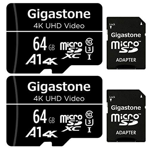 Compara precios Gigastone 64GB Tarjeta de Memoria Micro SD, Paquete de 2, Vídeo 4K UHD, Cámara de Vigilancia y Seguridad, Cámara de Acción, Drone Profesional, 90MB/s Micro SDHC UHS-I U1 A1 Clase 10