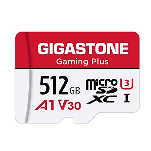 Imagen frontal de Gigastone] Tarjeta Micro SD de 512 GB, Gaming Plus, Tarjeta de Memoria MicroSDXC para Nintendo-Switch, Steam Deck, Grabación de Video 4K, UHS-I A1 U3 V30 C10, hasta 100MB/s, con Adaptador