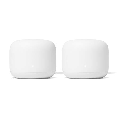 Imagen frontal de Google Nest WiFi - Sistema Wi-Fi para el hogar - Extensor Wi-Fi - Enrutador de Malla para Internet inalámbrico - Paquete de 2
