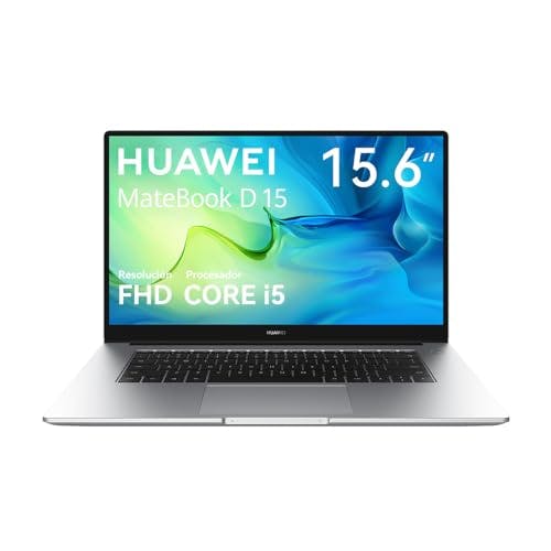 Compara precios HUAWEI MateBook D 15 2023 – Laptop de 15.6” FHD, Procesador 11.5th Intel Core i5, 8GB RAM + 512GB SSD, Windows 11, con Fast Charging de 65 W, Botón de Huella Digital, Plata, Teclado en español