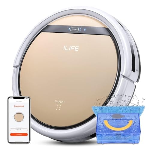 Imagen frontal de ILIFE V5s Plus Robot Aspirador y Mopa Combo, Funciona con 2.4G Wi-Fi/App/Alexa, Robot Aspirador Automático Autocargable, Delgado y Silencioso (V5s Pro Upgrade)