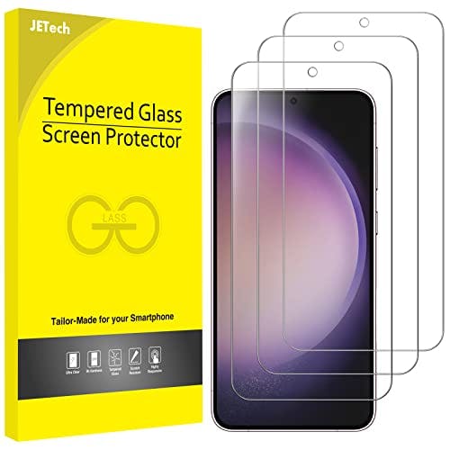 Imagen frontal de JETech Protector de Pantalla para Samsung Galaxy S23+ / S23 Plus 5G 6.6 Pulgadas, Mica Cristal Vidrio Templado, Compatible Huellas Dactilares ID, HD Transparente, 3 Unidades