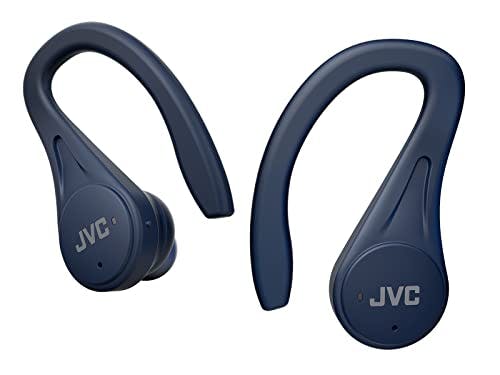 Imagen frontal de JVC Sport True - Auriculares inalámbricos Ligeros, compactos, batería de Larga duración (hasta 30 Horas), Sonido con Controlador de imán de neodimio, Resistencia al Agua (IPX5) - HAEC25TA (Azul)