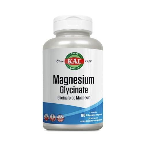 Compara precios KAL Glicinato de Magnesio - Made in USA - Magnesium Glycinate | Adicionado con BioPerine / 160 cápsulas, Fórmula Vegetariana.