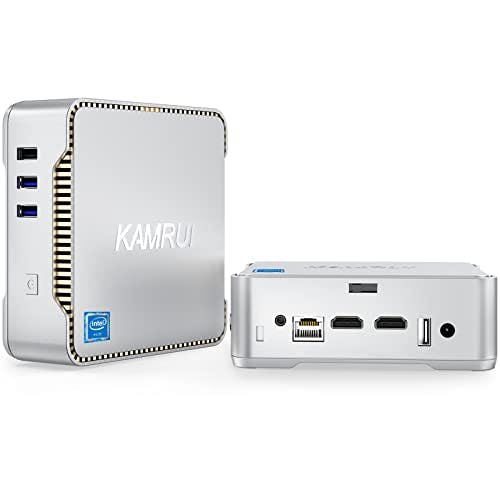 Imagen frontal de KAMRUI GK3PRO 12GB RAM 256GB M.2 SATA SSD, Intel Celeron N5105 (hasta 2.9GHz) Windows 11 Mini computadora de computadora, SSD de 2.5 pulgadas, 4K UHD, Gigabit Ethernet, WiFi-5, BT4.2, VESA, PC de factor de forma pequeño