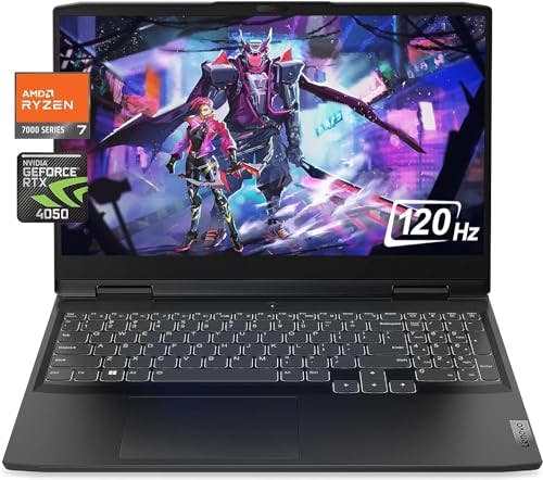 Imagen frontal de Lenovo Ideapad Gaming 3 15.6 pulgadas FHD (1920 x 1080), 120Hz, AMD Ryzen 7-7735HS (3.20 GHz), 8 núcleos, 16GB RAM, 512GB SSD, NVIDIA GeForce RTX 4050, BK, Windows 11, EAT Mouse Pad, Onyx Gris