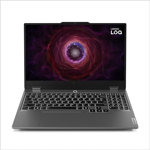 Imagen frontal de Lenovo LOQ 15AHP9 - Portátil para Juegos, NVIDIA® GeForce RTX™ 4050 6GB GDDR6, visualización FHD de 15.6", AMD Ryzen 7 8845HS, 16GB de RAM, 512GB SSD, 1920x1080 px, Windows 11, Luna Grey