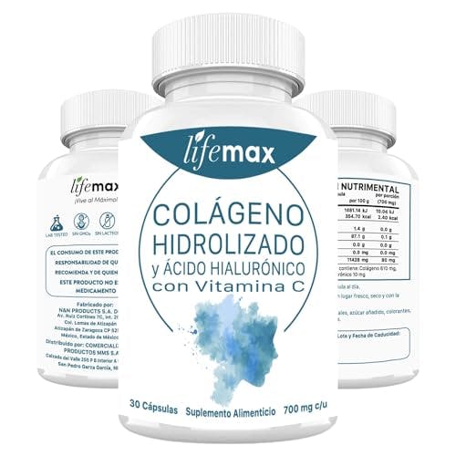 Compara precios LIFEMAX Colágeno Hidrolizado Ácido Hialurónico con Vitamina C | Suplemento Premium en Cápsulas Sin Rellenos Artificiales, Cápsulas Fácil de Digerir