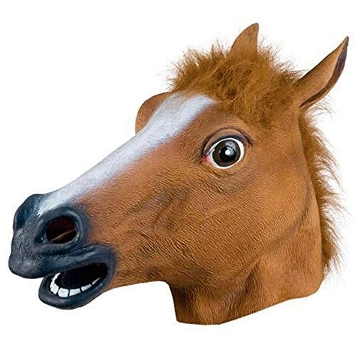 Imagen frontal de LNtech Máscara de caballo de látex, máscaras de animales de Halloween, máscaras de caballo, máscara de fiesta de disfraces para adultos (caballo)