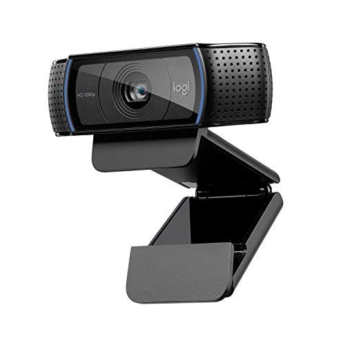 Imagen frontal de Logitech C920 HD Pro Webcam, Videoconferencias 1080P FULL HD 1080p/30 fps, Sonido Estéreo, Corrección de Iluminación HD, Skype/Google Hangouts/FaceTime, Para Gaming, PC/Mac/Android/Chromebook - Negra