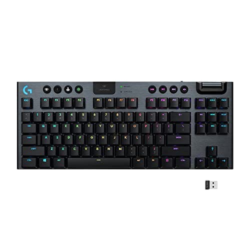 Imagen frontal de Logitech G915 TKL Teclado para Gaming sin teclado númerico, RGB LIGHTSYNC, compatibilidad Bluetooth, Tactile GL Switch - Carbón - (Teclado en Ingles)