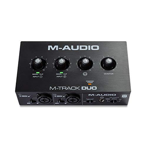 Compara precios M-Audio M-Track Duo Interfaz de audio USB, tarjeta de sonido para grabaciones, transmisiones y pódcast con entradas XLR, línea y DI, suite de software