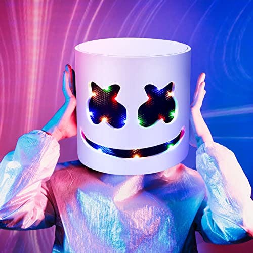 Imagen frontal de Máscara de DJ de Halloween, Máscara LED Brillante para DJ Festival de Música, Máscara de Cosplay para Fiesta de Halloween, Festival de Música, Fiesta, Navidad de Acción de Gracias