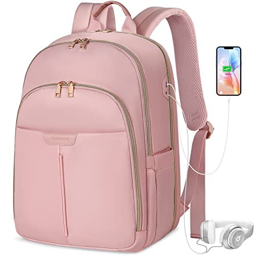 Compara precios Mochila para laptop 15.6 pulgadas,Mochilas para mujer,Mochila para hombre con USB Puerto y puerto audífonos,Mochila Impermeable para Viajes,Rosa