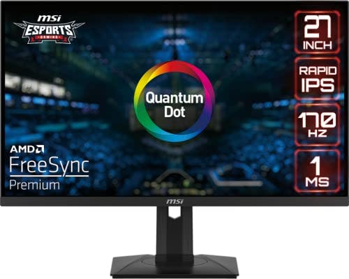 Imagen frontal de MSI G274QPF-QD, Monitor para Juegos de 27 Pulgadas, 2560 x 1440 (QHD), IPS, 170Hz, FreeSync Premium, HDR400, HDMI, Displayport, USB C, inclinación
