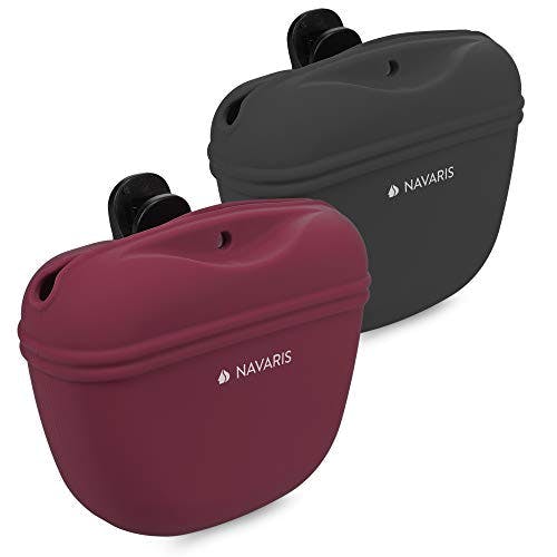 Imagen frontal de Navaris Set 2 Fundas de Silicona Porta golosinas de Perro - Estuches para Entrenamiento de Mascota Cachorro - Bolsas para recompensas premios Galletas