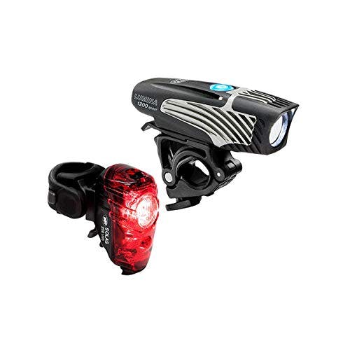 Imagen frontal de NiteRider Lumina - Combo de kit de luces para bicicleta, luces delanteras y luces traseras, Lumina 1200 Boost/Solas 250, Negro, Una talla